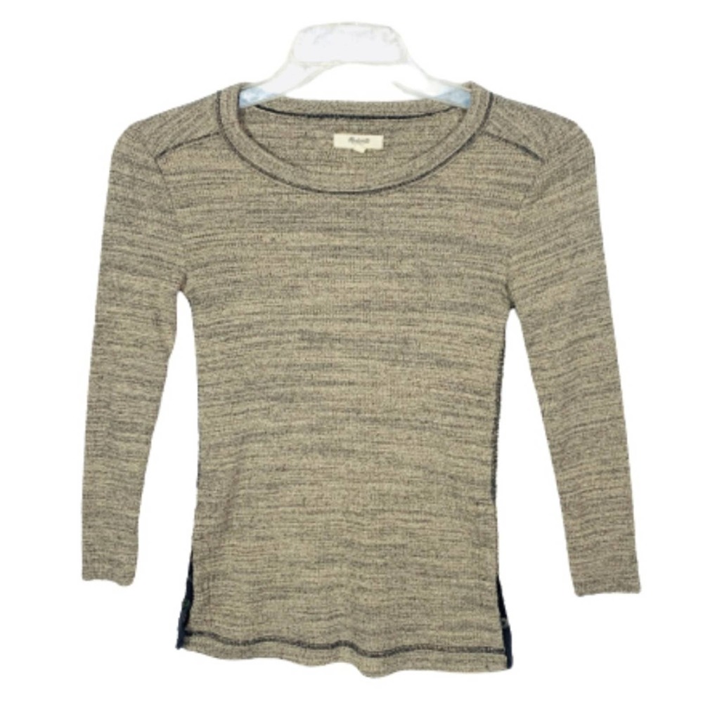 MADEWELL Ribbed Thermal Tan Grey Waffle Shirt